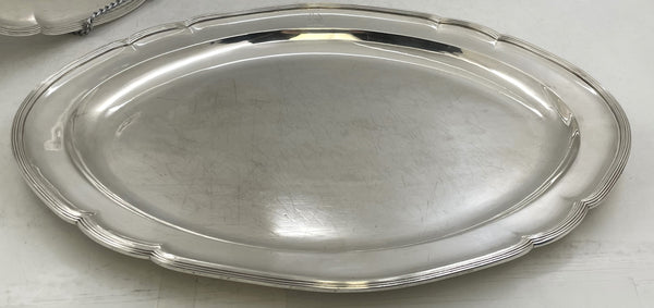 Pair of William Pitts English Sterling Silver Georgian 1790 Platters or Trays