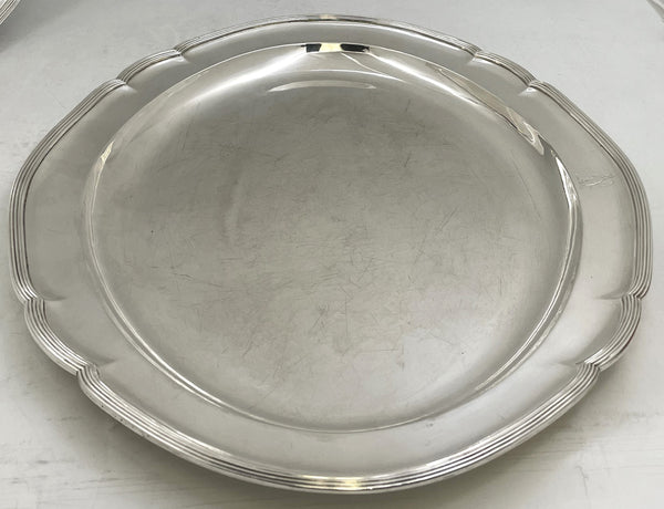 Pair of William Pitts English Sterling Silver Georgian 1790 Platters or Trays