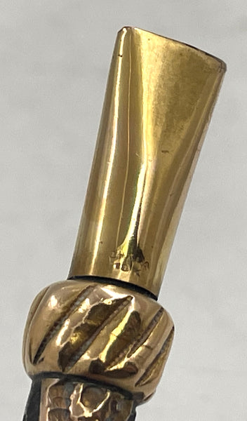 Argentinian Silver and 18K Gold Inlaid Mate Cup with Straw