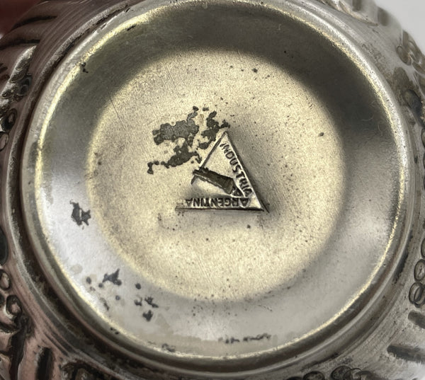 Argentinian Silver and 18K Gold Inlaid Mate Cup with Straw