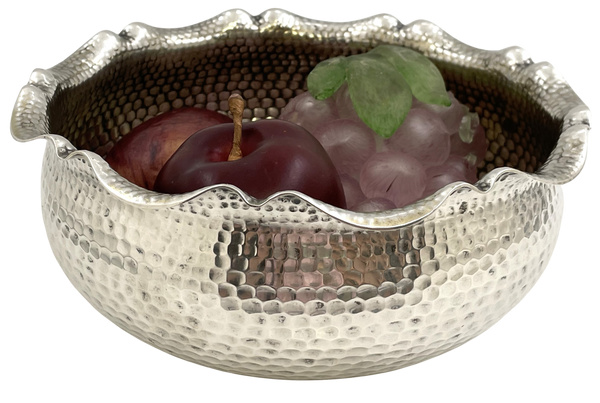 Strube German Silver Hammered Centerpiece Bowl in Jugendstil Style from Early 20th Century