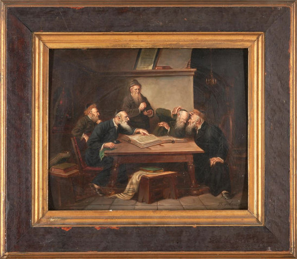 Bernd Werner Rabbis Learning Oil Painting from Late 19th/ Early 20th Century