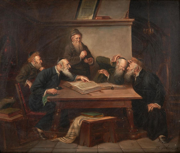 Bernd Werner Rabbis Learning Oil Painting from Late 19th/ Early 20th Century