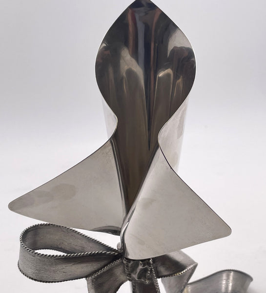 Tiffany & Co. Rare Sterling Silver Ribbon Bow Large Vase by Victor Carranza