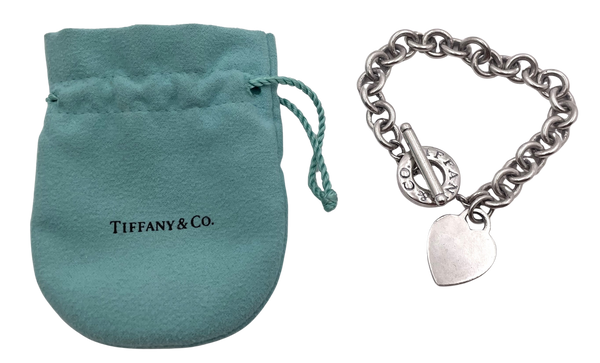 Tiffany & Co. Sterling Silver Heart Tag Toggle Bracelet in Original Pouch