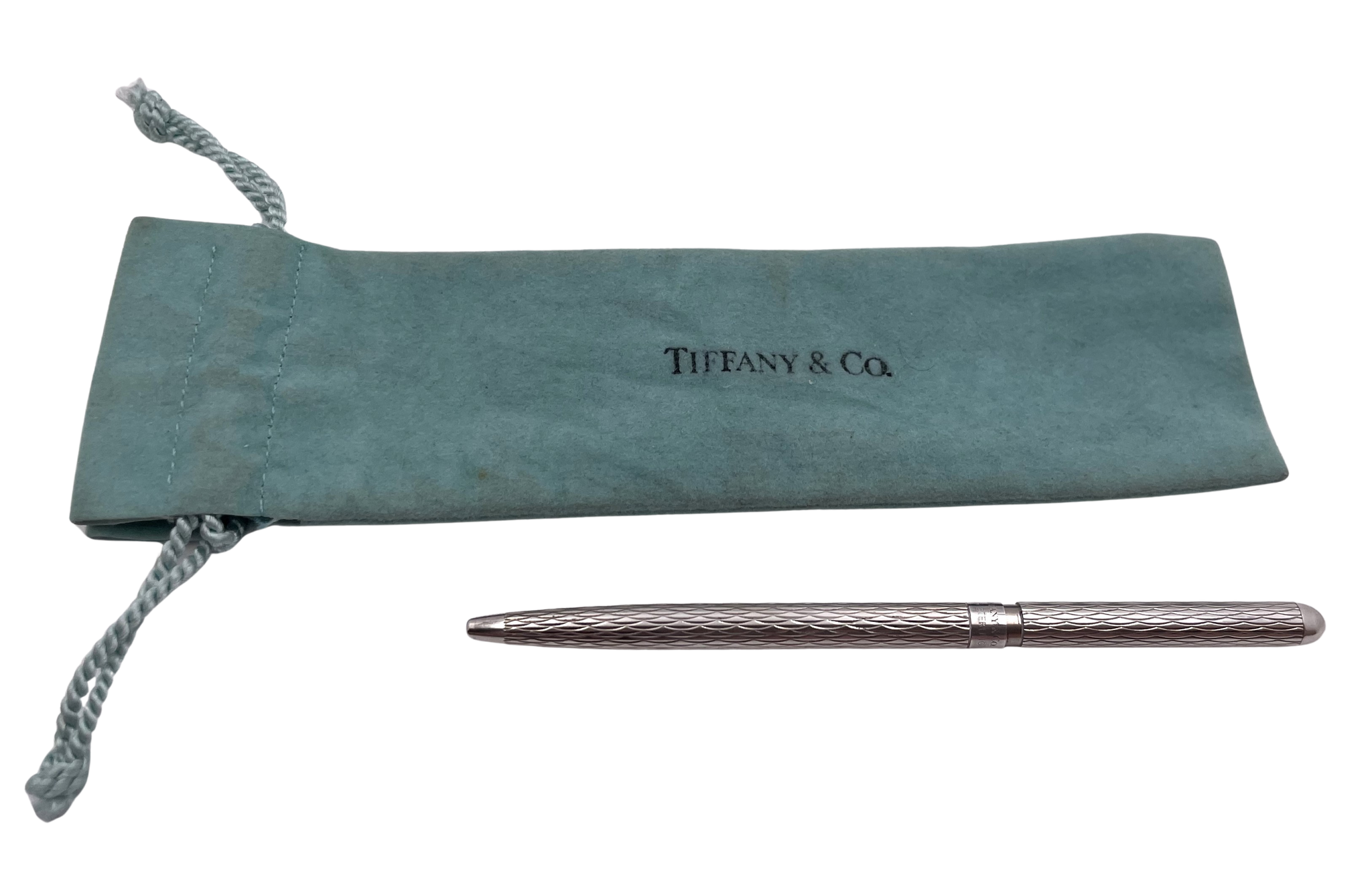 Tiffany & Co. Sterling Silver Pen in Diamond Pattern & in Original Pouch