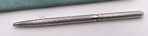 Tiffany & Co. Sterling Silver Pen in Diamond Pattern & in Original Pouch