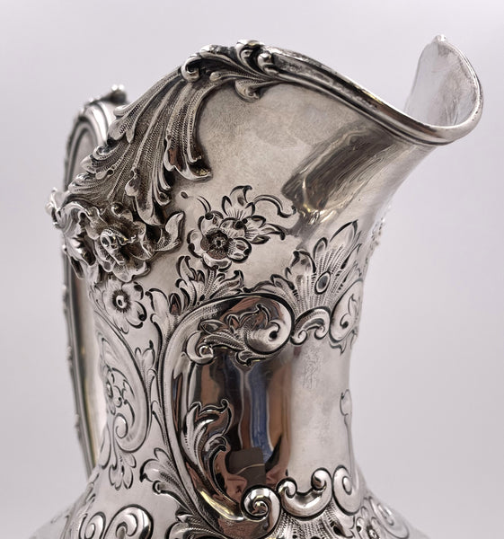 Howard & Co. Sterling Silver Large Ewer Pitcher in Repousse Pattern from Late 19th Century