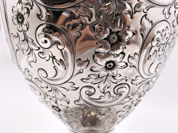 Howard & Co. Sterling Silver Large Ewer Pitcher in Repousse Pattern from Late 19th Century