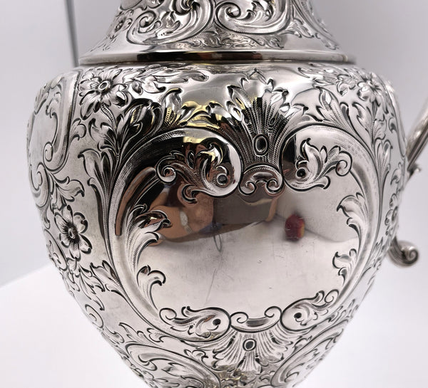 Howard & Co. Sterling Silver Large Ewer Pitcher in Repousse Pattern from Late 19th Century