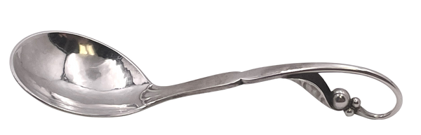 Georg Jensen Hammered Sterling Silver Pea in Pod Sugar Serving Spoon #21