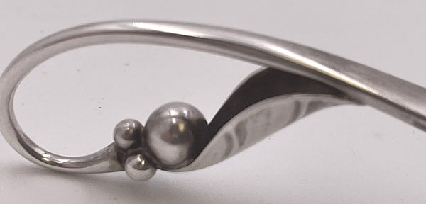 Georg Jensen Hammered Sterling Silver Pea in Pod Sugar Serving Spoon #21