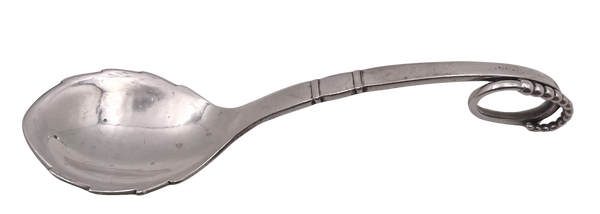 Georg Jensen Hammered Sterling Silver Pea in Pod Jam Serving Spoon #41