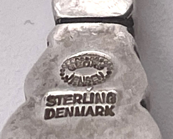 Georg Jensen Hammered Sterling Silver Egg Spoon in Acorn Pattern