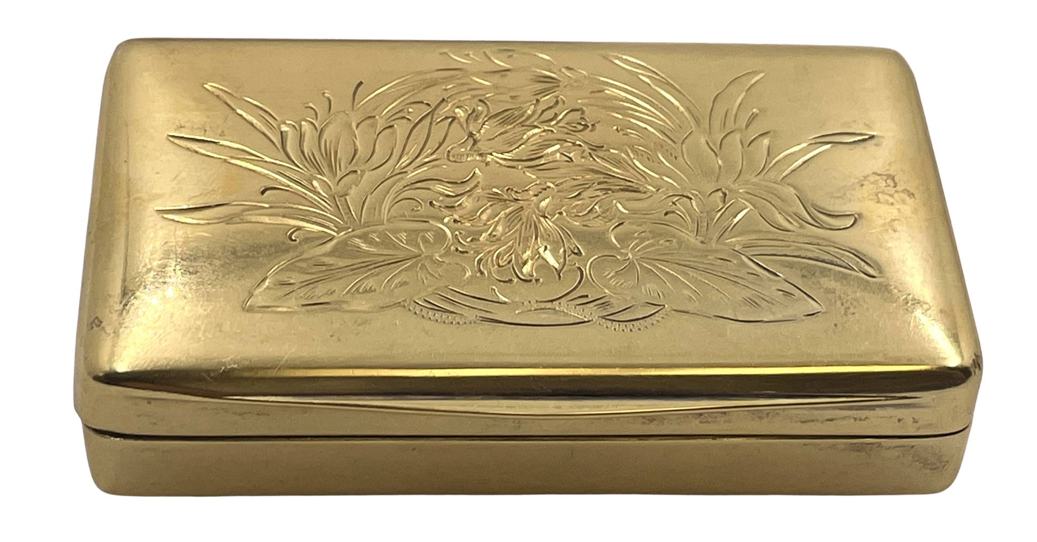 Swedish Gilt Silver Snuff Box with Floral Motifs