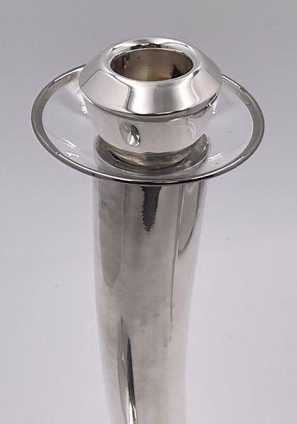 Rare Pair of Pomellato Sterling Silver Candlesticks in Mid-Century Modern Style