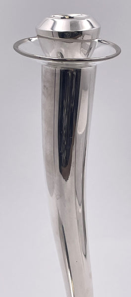 Rare Pair of Pomellato Sterling Silver Candlesticks in Mid-Century Modern Style