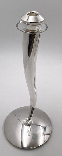 Rare Pair of Pomellato Sterling Silver Candlesticks in Mid-Century Modern Style