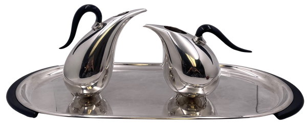 Rare Pomellato Sterling Silver Set of 2 Pitchers on Tray in Mid-Century Modern Style