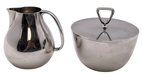 Georg Jensen Sterling Silver Creamer & Sugar Bowl #1015 in Bernadotte Pattern