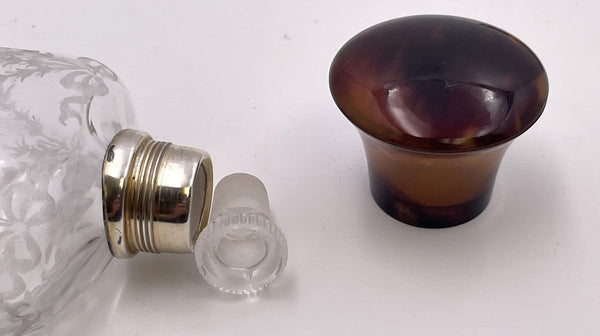 C. J. Fox English Gilt Sterling Silver & Glass 1919 Flask