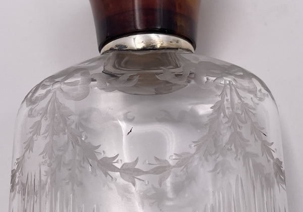 C. J. Fox English Gilt Sterling Silver & Glass 1919 Flask