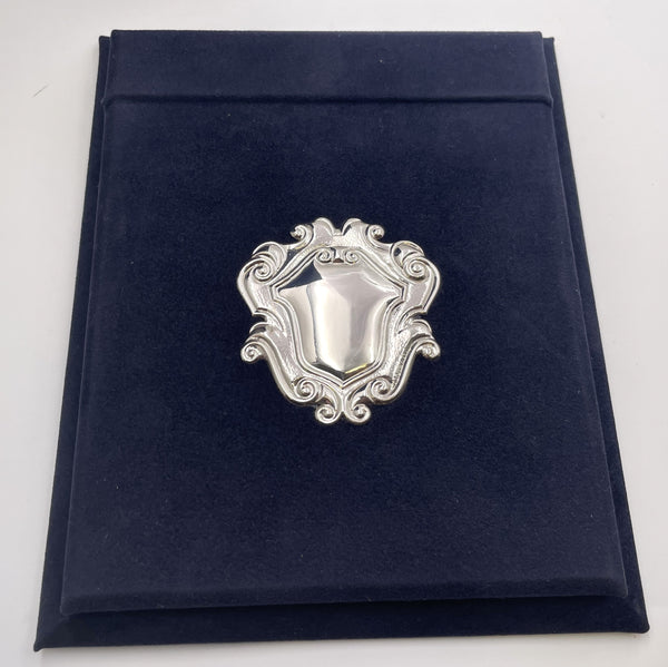 Del Conte Italian Felt and Sterling Silver Desk Pad Holder New in Box