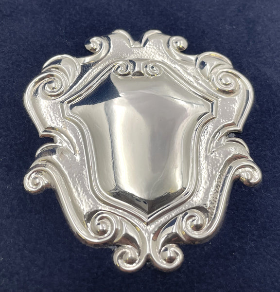 Del Conte Italian Felt and Sterling Silver Desk Pad Holder New in Box