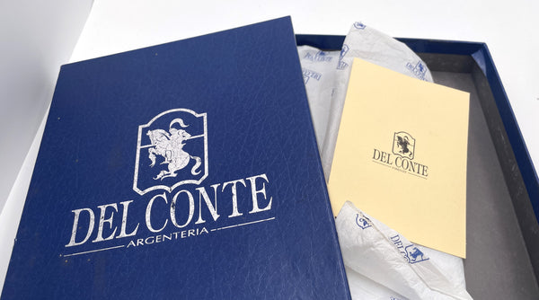 Del Conte Italian Felt and Sterling Silver Desk Pad Holder New in Box