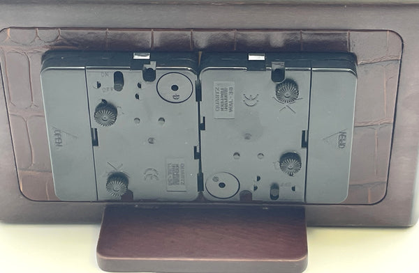 Del Conte Alligator Leather and Sterling Silver Double Clock New in Box