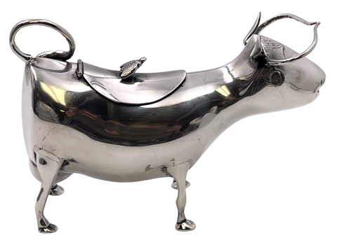 Dutch Silver Cow Creamer with Bee Motif from 20th Century
