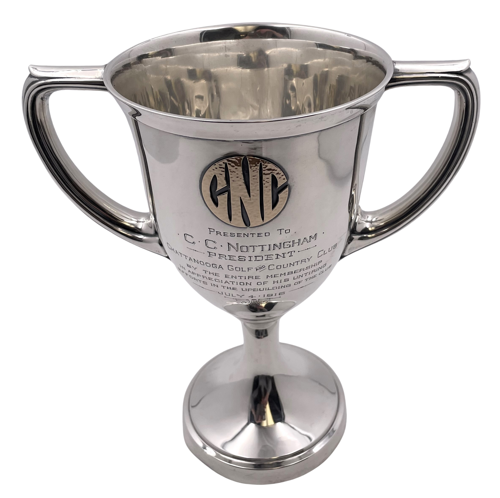 Gorham Gold and Sterling Silver 2-Handled 1915 Trophy Cup for Chattanooga Golf & Country Club