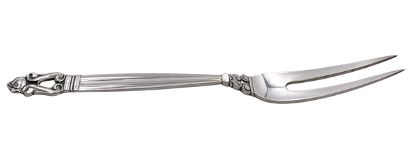 Georg Jensen Sterling Silver Cold Cut Meat Fork in Acorn Pattern