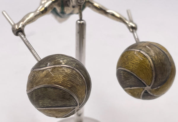 Tiffany & Co. Sterling Silver and Enamel Set of 2 Acrobatic Circus Figurines on Plinths by Gene Moore