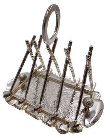 Silver Golf-Themed Novelty Toast Rack