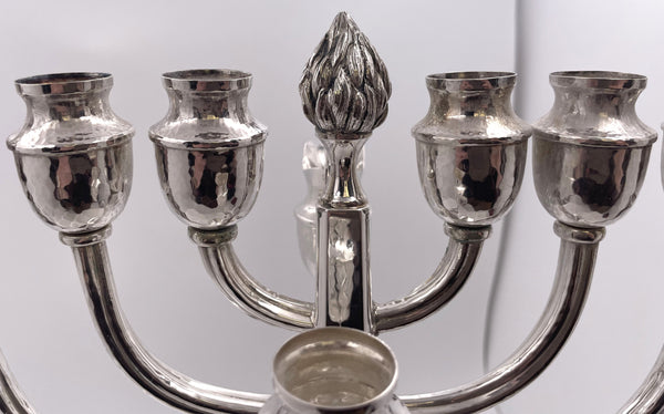 Georg Jensen Style Sterling Silver Unique Hammered Menorah