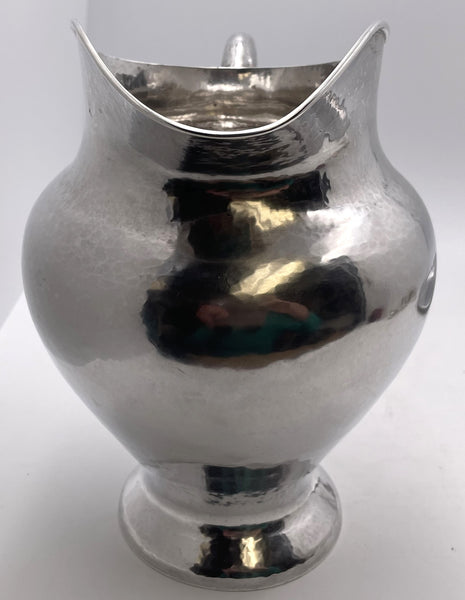 F. Novick Chicago Arts & Crafts Sterling Silver Hammered Pitcher on Tray