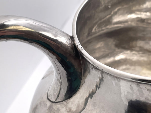 F. Novick Chicago Arts & Crafts Sterling Silver Hammered Pitcher on Tray