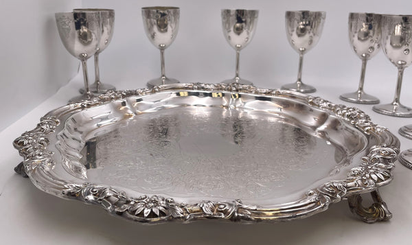 Set of 12 International Sterling Silver Goblets on Matching Tray