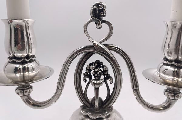 Pair of Georg Jensen Sterling Silver 2-Light Candelabra #324 Pomegranate
