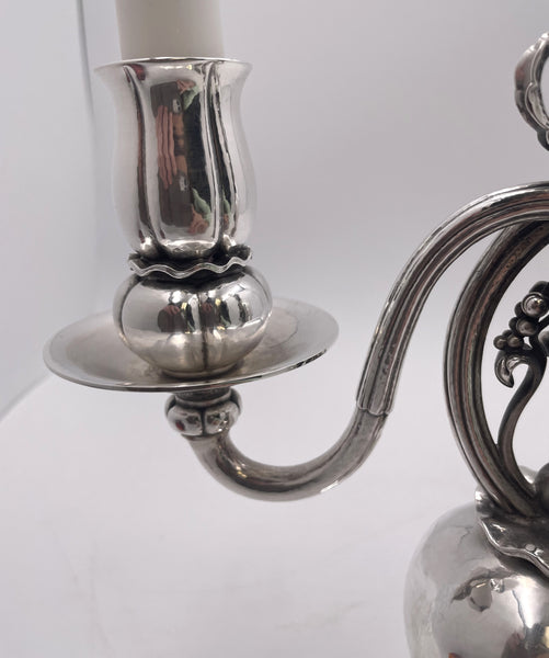 Pair of Georg Jensen Sterling Silver 2-Light Candelabra #324 Pomegranate