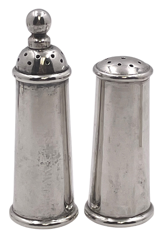 William Seitz Pair of Handwrought Sterling Silver Salt & Pepper Shakers in Arts & Crafts Style