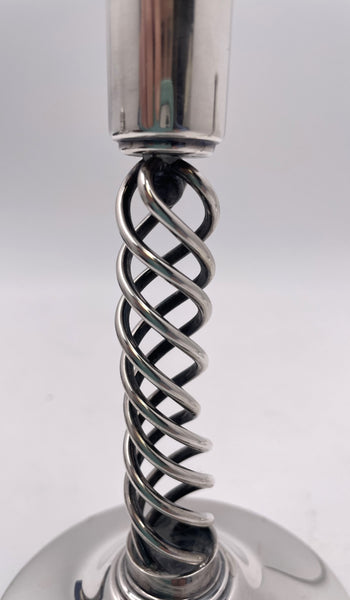 Pair of Danish Silver Candlesticks in Mid-Century Modern Style