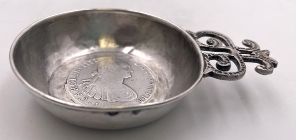 Spanish Silver Tastevin Wine Taster with Profile of Kind Charles IV