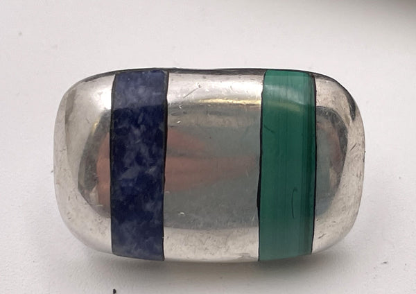 Pair of Mexican Sterling Silver & Enamel Earrings in Art Deco Style