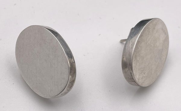 Pair of Mexican Sterling Silver Earrings in Mid-Century Modern Style
