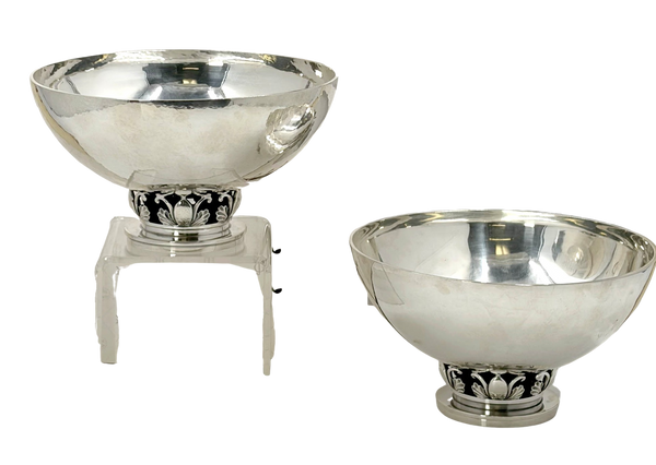 Pair of Georg Jensen by G. Albertus Sterling Silver Footed Bowls in Pattern #755