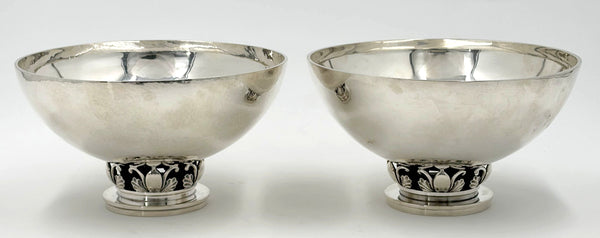 Pair of Georg Jensen by G. Albertus Sterling Silver Footed Bowls in Pattern #755