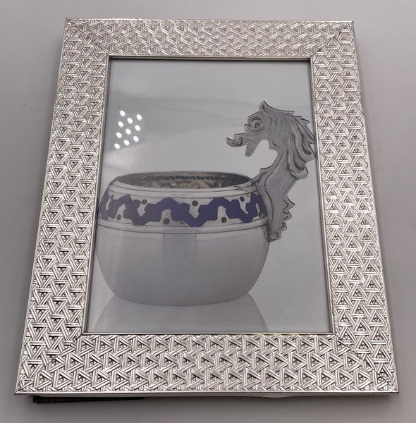 Del Conte Sterling Silver Picture Frame with Basket Weave Design