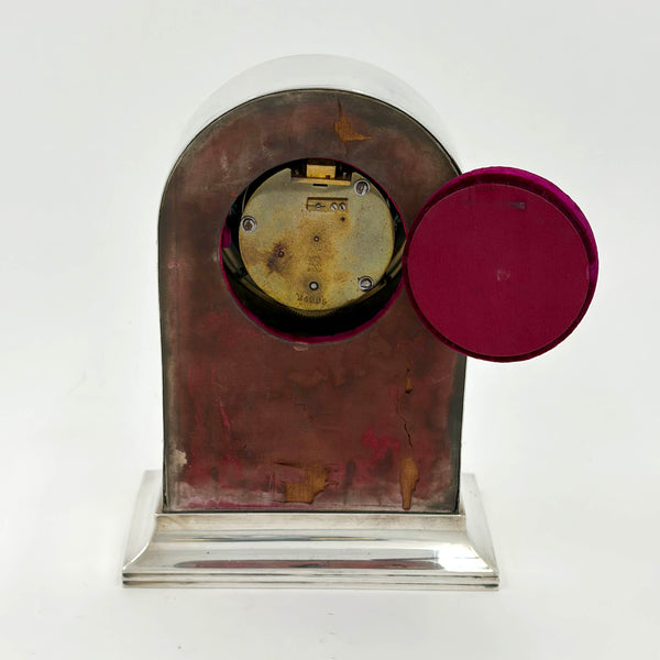 CE Keyser German Continental Silver Desk / Mantel Clock from Early 20th Century